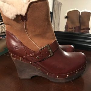 Ugg leather and sheerling clog/booties
